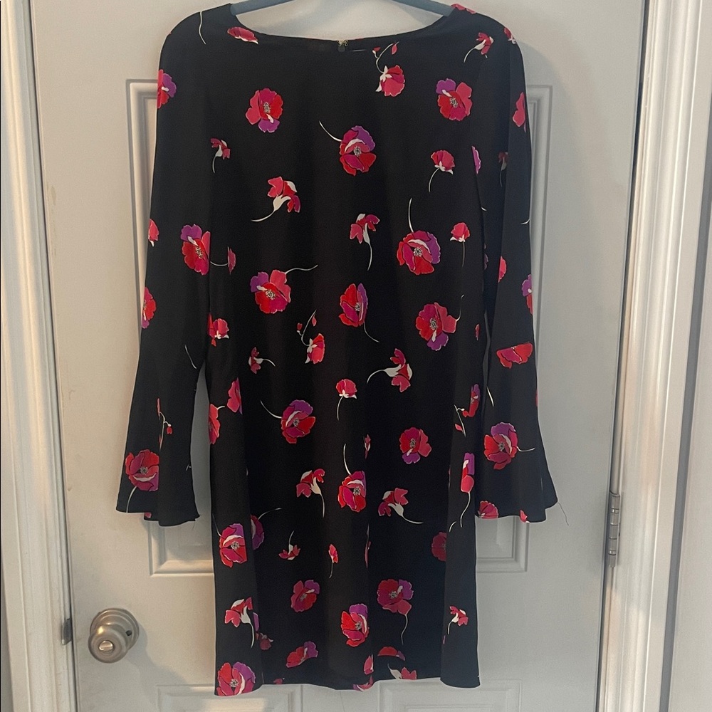 CeCe Black Dress with Red Floral Pattern